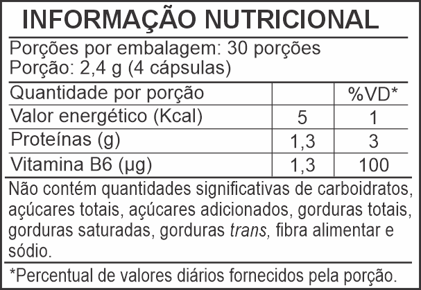 Informação Nutricional - LEVEDO DE CERVEJA
